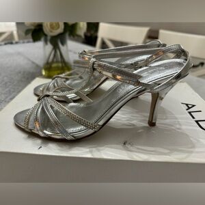 Aldo Prema-81 Silver Studded Strappy Sandals